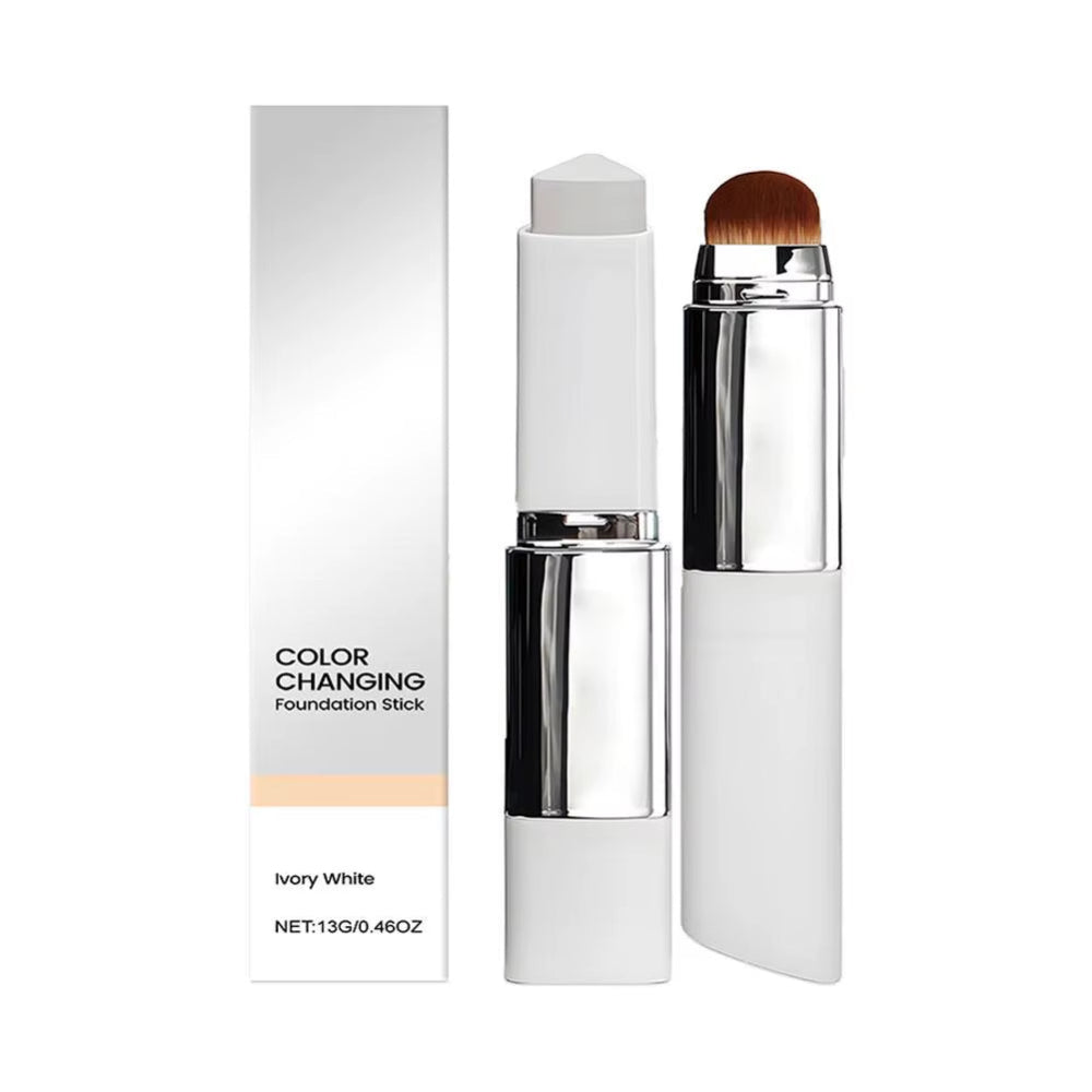 2-In-1 Color-Changing Foundation Stick Liquid Lightweight Moisturizing Brightening Foundation Color Changing for All Skin Types